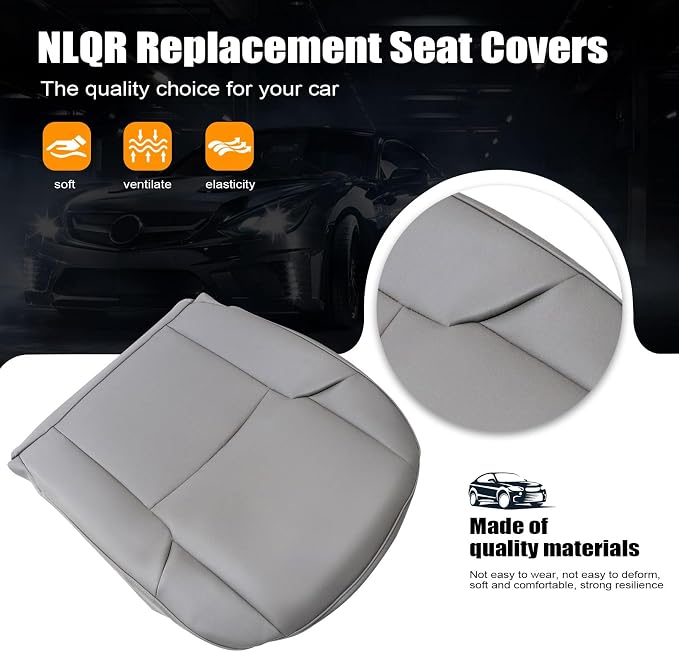 NLQR Front Driver & Passenger Bottom & Top Lean Back Replacement Seat Covers Microfiber Leather Compatible with Toyota 4Runner 2003 2004 2005 2006 2007 2008 2009, LB42 or FG42 Stone Gray