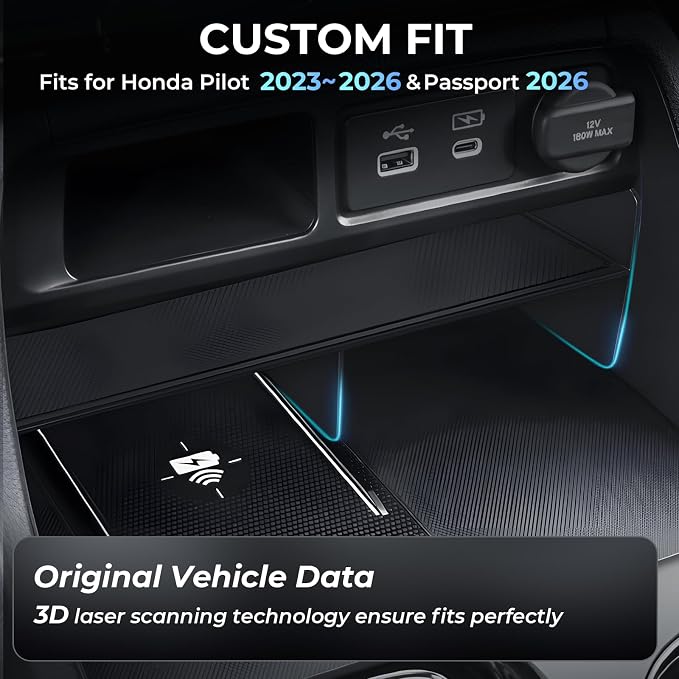 Center Console Organizer for Honda Pilot 2026 2025 2024 2023 & Passport 2026 Interior Accessories, Armrest Storage Box Insert Tray Secondary Divider for 2023-2026 Pilot & 2026 Passport, Black