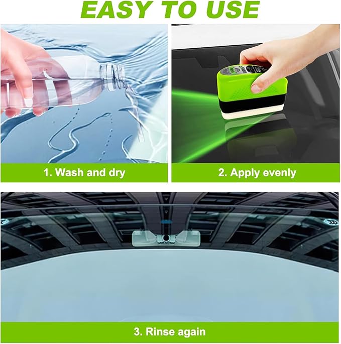 3 Pack Automotive Clear Vision Windshield Cleaner, Oil Film Cleaning Brush for Car Windows, Clear Vision Glass Cleaner Car Windshield Cleaner Tool Improving Windshield Clarity & Visibility