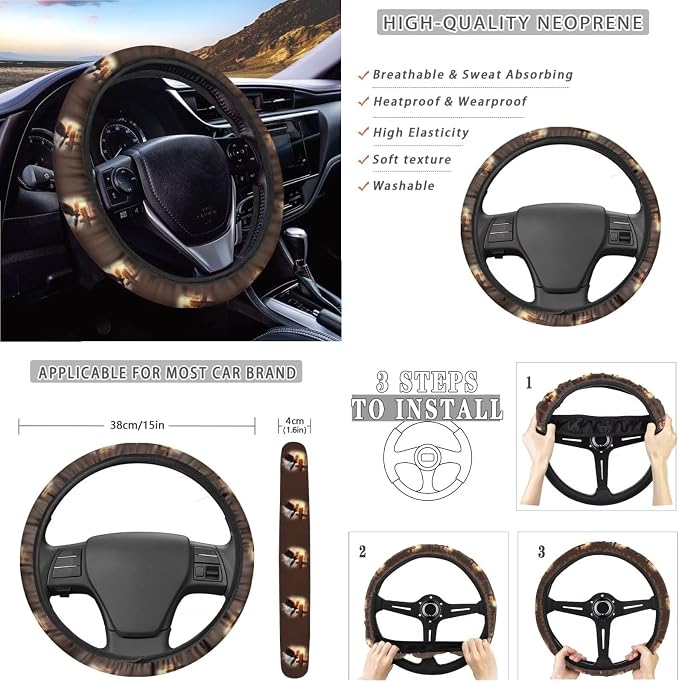 Xoenoiee Eagle Cross Pattern 11 Pcs Car Accessories Seat Cover Full Set, Steering Wheel Cover, Front & Rear Seat Cover, Seat Belt Pads, Cup Coaster, Key Chains - Universal Fit