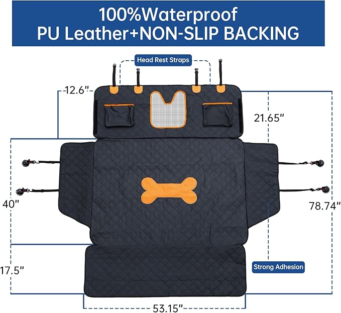 SUV Cargo Liner for Dogs, Trunk Mat for SUV, Durable Cargo Cover, Waterproof, Machine Washable, Non-Slip (PU Leather)
