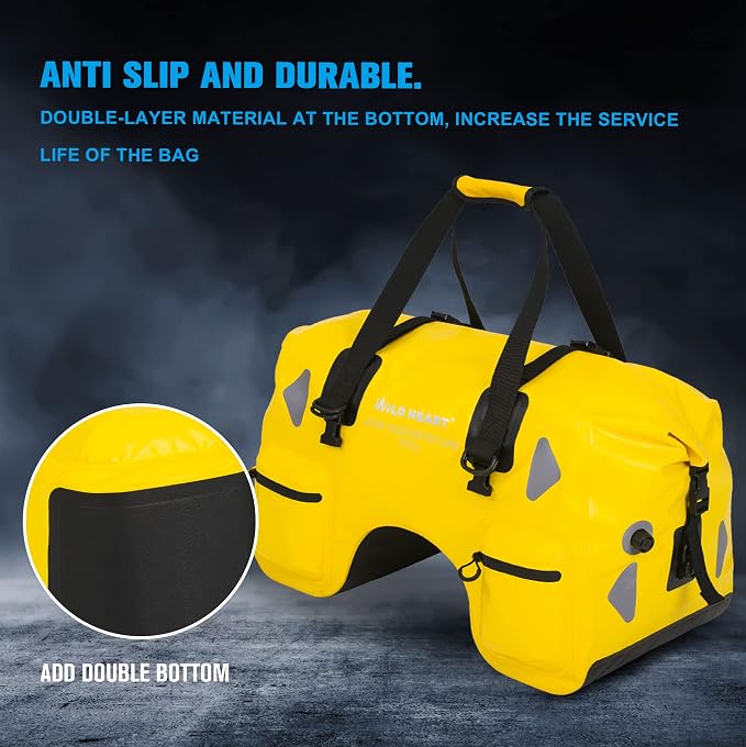 WILD HEART Dry Motorcycle Tail bag 70L/50L With Rope Straps and Inner Pocket Waterproof PVC 500D for Travel,Motorcycle and so on