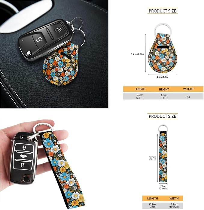 Car Accessories Car Seat Covers Full Set/Seatbelt Shoulder Pads/Coasters/Key Ring/Lipstick Holder for Women's Vehicle Decor(13 Pack), Colorful Hippie Floral Print