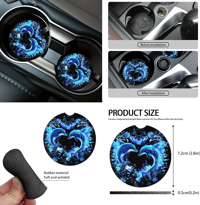 Blue Dolphin Car Seat Covers Full Set 12 Pcs Car Steering Wheel Cover Center Console Cover Fashion Auto Seat Belt Covers Gear Lever Cover Fit for Most Cars, SUVs