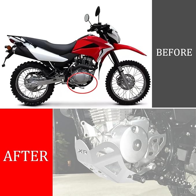 XR150L Skid Plate - Front Engine Bash Cover Guard Compatible with 2023~2025 XR125L XR150L - Skidplate Thickness Enhancement with Engine Heat Dissipation Holes (Silver)