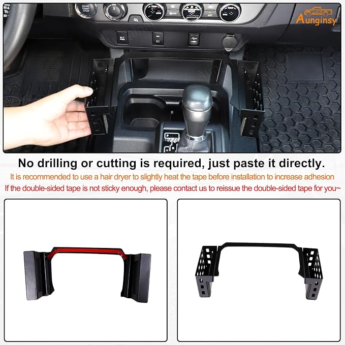 Aunginsy Center Console Gear Shift Storage Basket Compatible with Toyota Tacoma 3rd Gen 2016-2023 Aluminum Gear Shift Side Organizer Tray Armrest Storage Box Accessories, Not Fit Manual Transmission