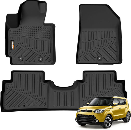 Binmotor-All Weather Floor Mats for Kia Soul 2014 2015 2016 2017 2018 2019, 1st & 2nd Row, Floor Liners for Soul, Car Floor Mats Custom Fit for Kia Soul Accessories