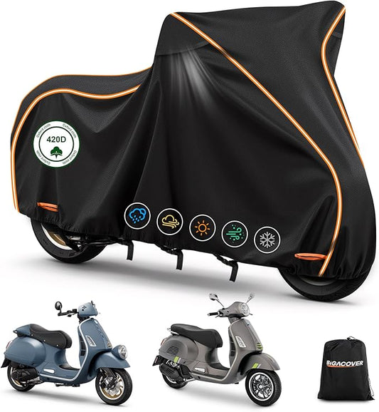 Waterproof Motorcycle Cover for Vespa GTV,Vespa GTS (Super 300cc HPE,Sport, TECH 300cc HPE), Outdoor 420D Scooter Cover Windproof Heavy Duty Waterproof Protection