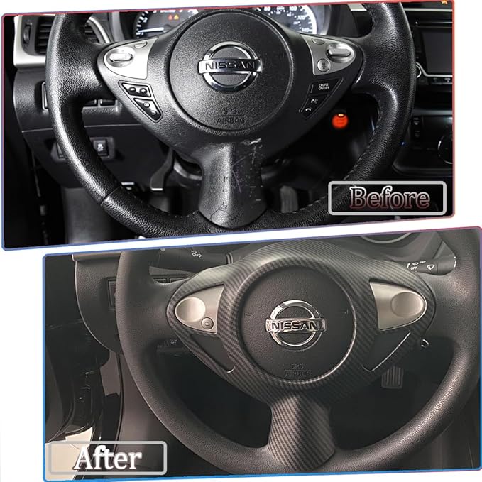 Steering Wheel Button Frame,for Nissan Sentra 2016 2017 2018 2019 - ABS Matte Carbon Fiber Sport Steering Wheel Frame Cover Steering Wheel Button Wrap Accessories