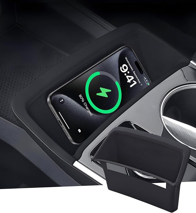 Wireless Charging Protective Mat for Chevrolet Equinox 2026 2025, Interior Accessories Center Console Anti-Slip Wireless Charger Cover Pad Protector for 2025-2026 Equinox, Black