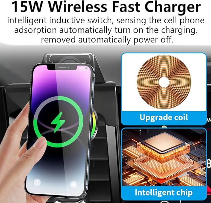 Car Magnetic Phone Mount for Chevrolet Chevy Silverado 1500 2022 2023 2024 2025 2026 and 2500HD 3500HD 2024-2026 [NOT Fit Work Truck.Custom] Auto Accessories Cellphone Holder Fast 15W Wireless Charger