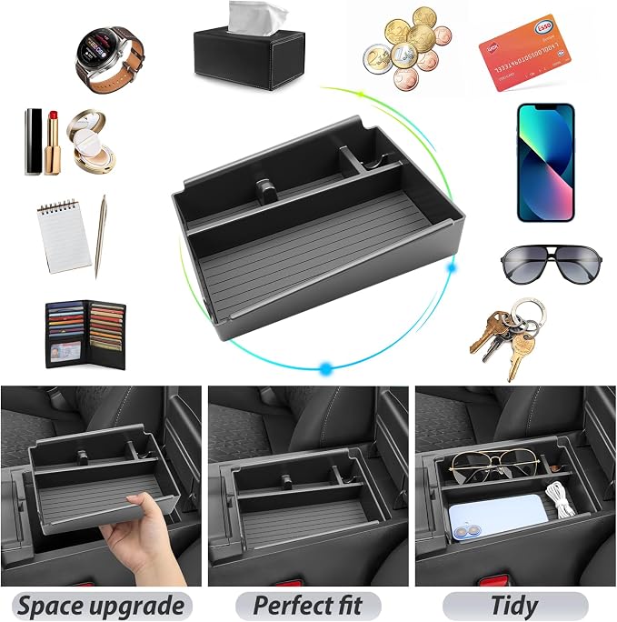 SKTU for 2026 Nissan Sentra Center Console Organizer for 2026+ Nissan Sentra (S/SV/SR/SL) Console Tray Nissan Sentra 2026 Accessories ABS Armrest Storage Box with Coin and Sunglasses Holder