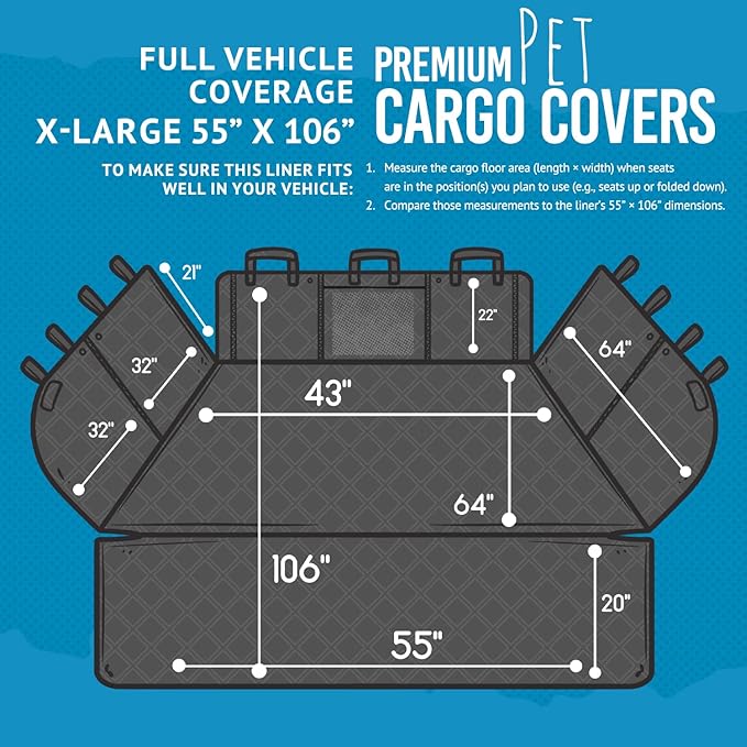 Bulldogology Cargo Mesh SUV Cargo Liner for Dogs – Waterproof Heavy Duty Pet Trunk Protector, 55″ x 106″ with Mesh Window & 60/40 Split Fit (XL, Black)
