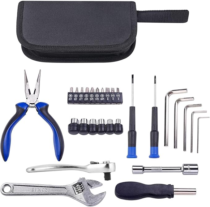 Upgarded 29PCS Compact Motorbike Tool Sets, Motorcycle Repair Toolkit Tool kit Underseat,Motorcycle Repair on the Road, Great for Travel Tool Needs