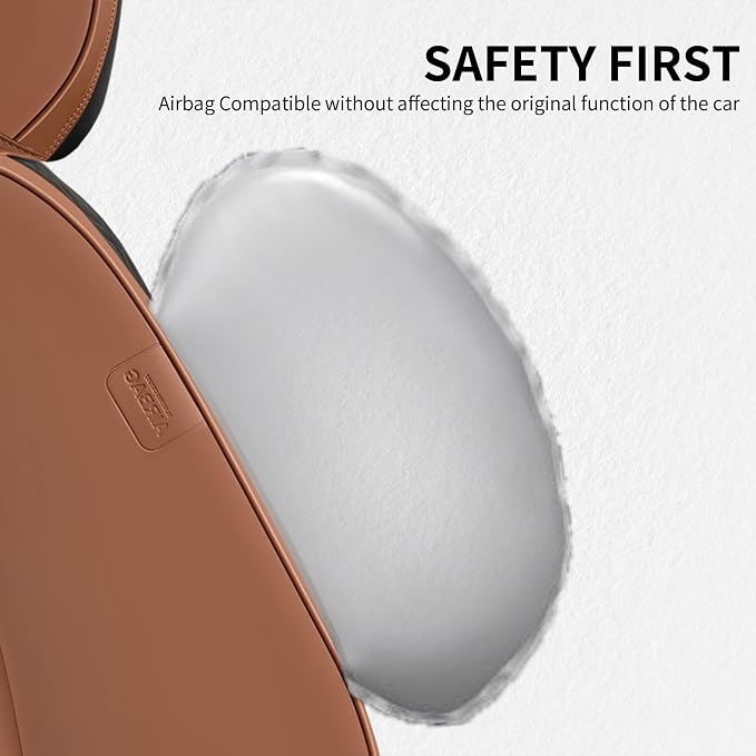 FLORICH Seat Covers, Atomutive Car Seat Covers Full Sets, Waterproof Seat Cover for Cars, Luxury Leather Universal Seat Cover Accessories Fit for Most Cars SUV Truck Sedans(Brown)