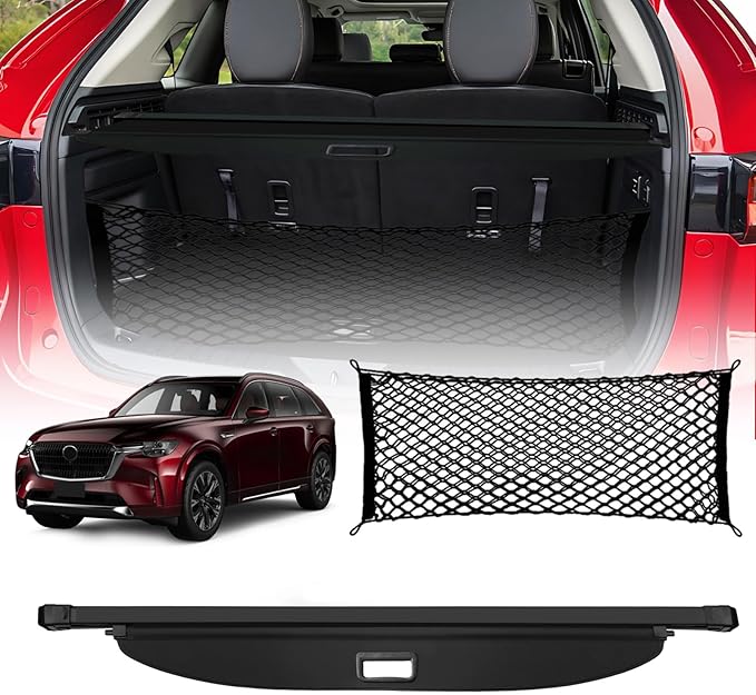 Cargo Cover for 2025 Mazda CX90 - Tesmirror Retractable Cargo Cover Compatible with 2024-2025 Mazda CX-90 Tonneau Cover Rear Trunk Cargo Security Shade Cover for Mazda CX 90 Accessories