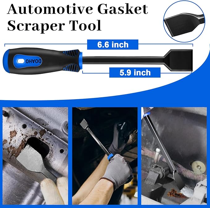 DOAHO 17Pcs Mechanic Hook and Pick Tool Set & Car Trim Removal Kit with Fastener Clip Pliers,Rivet Puller,Magnetic Pickup,Gasket Scraper,Non-Scratch Plastic Pry Tools for Automotive Repair-Blue