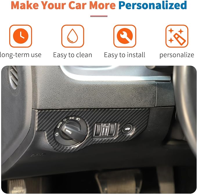 JeCar 12pcs Carbon Fiber Interior Trim Kit Fit for 2015-2023 Dodge Charger Interior Accessories