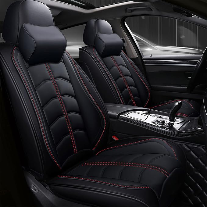 Car Seat Cover for 2 Seats Toyota Highlander 2001-2026, Durable Wear Resistant Waterproof Seat Cover, Breathable Premium Leather Vehicle Interior Accessories.(Luxury 2 Seats,Black)