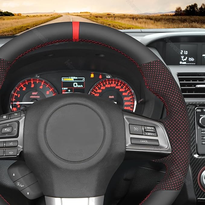 MEWANT Hand Stitched Steering Wheel Cover Wrap for Subaru WRX 2015-2021 / WRX STI 2015-2021 Steering Wheel Accessories