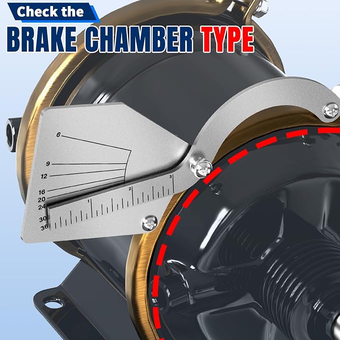 Craimil Brake Chamber Identification Tool, Air Brake Stroke Gauge, Fits Type 6-36 Clamp Chamber, Accurate Measurement, Labor Saving Design for Truck Drivers & Repair Staff, Silver