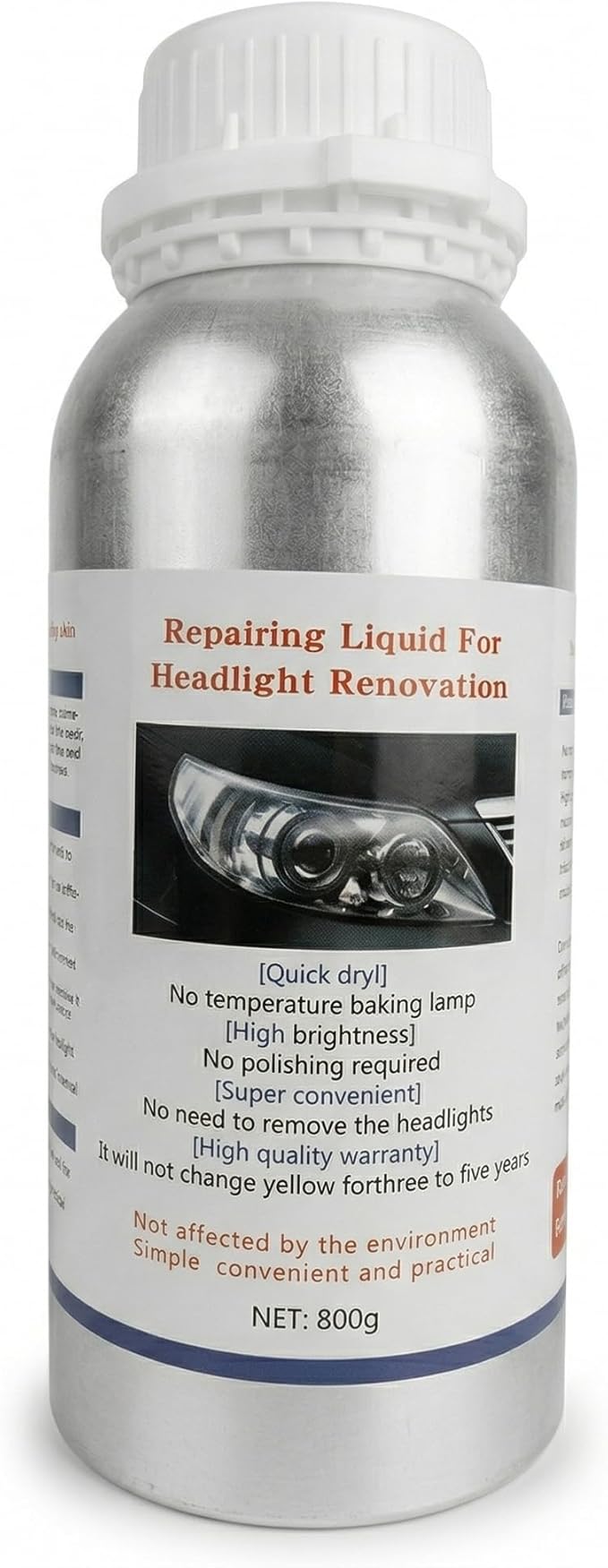 Headlight Restoration Liquid Refill - Professional Polymer for Headlight Repair Kit - 800g