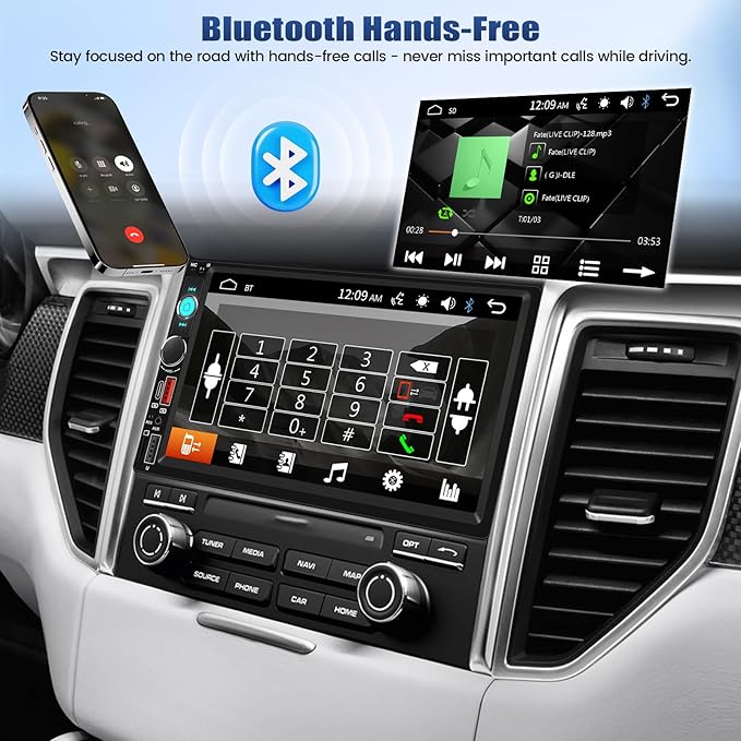 CAMECHO 7 Inch Double Din Car Stereo Touch Screen Bluetooth Car Radio Support Mirror Link FM Radio USB/Type-C/AUX/SD Input Car Audio Receivers Multimedia MP5 Player 2 Din Head Unit