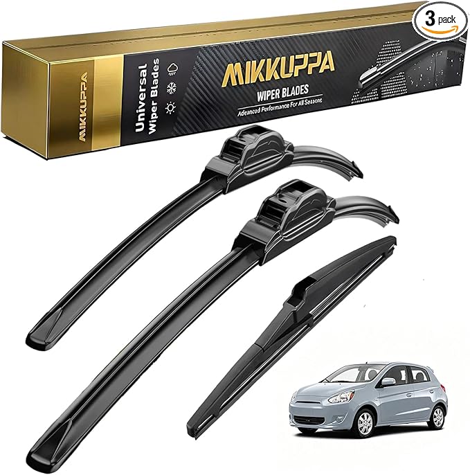 MIKKUPPA 24"+17"+12" Windshield Wiper Blades Replacement for 2014-2020 Mitsubishi Mirage, 2017-2018 Mirage G4, Front & Rear Wiper Blades, Durable Stable Quiet All Season (Pack of 3)