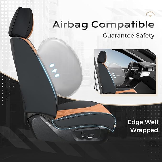 Coverado Car Seat Covers, Front Covers for Cars, Car Seat Cover Front Seats, Automotive Seat Cover, Waterproof, Leather Car Seat Cushion, Universal Interior Covers Seat Protectors for Most Cars