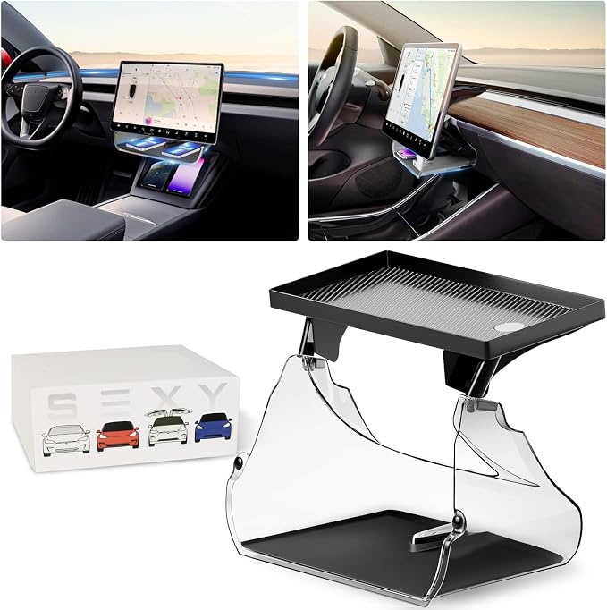 for Tesla Model Y Model 3 Center Console Organizer Tray, Computer Screen Trays Magnetic Storage Box, Behind Screen Tray Tissue holder, Tesla Model Y Accessories 2024-2021Black