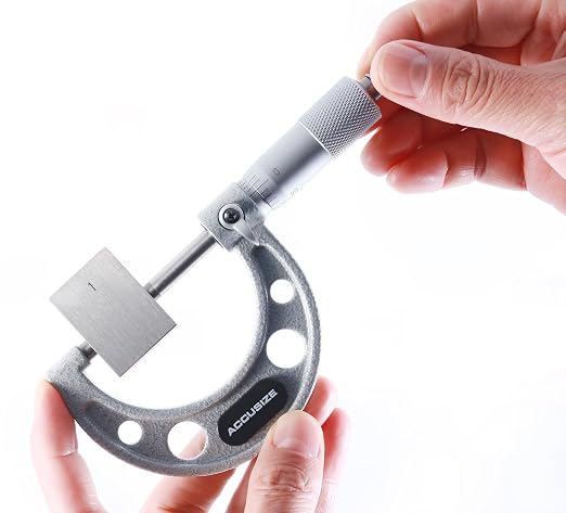 Accusize Industrial Tools 1-2 inch by 0.0001'' Ultra-Precision Outside Micrometer, Eg00-0002 | 1-2", Ultra-Precision, Carbide Tipped, M-Type, Resolution 0.0001", Ratchet Friction Thimble, Solid Storage Case