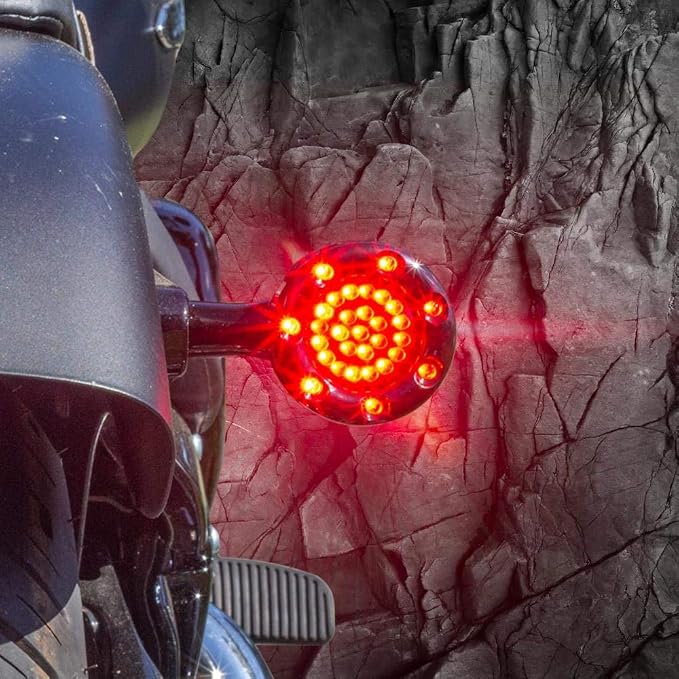 Eagle Lights 8748RTS-HB-1156R Infinity Beam 2 Inch Bullet Rear LED Turn Signals with LED Trim Ring Covers - Compatible With Harley Davidson® Motorcycles - Black Covers / 1156 Base