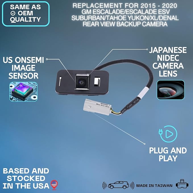 Backup Camera for 2015-2020 GM Escalade Suburban Tahoe Yukon Denali XL Cam | Replaces OE part 23378804 23404613 23432248, rear view reverse parking assist backup monitor high definition hd