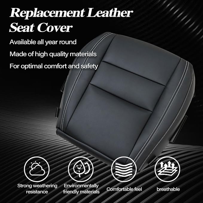 SecosAutoparts Front Driver & Passenger Side Bottom Non-Perforated Leather Replacement Seat Covers Black Compatible with Jeep Grand Cherokee 2011-2016 Compatible with Dodge Durango 2011-2018
