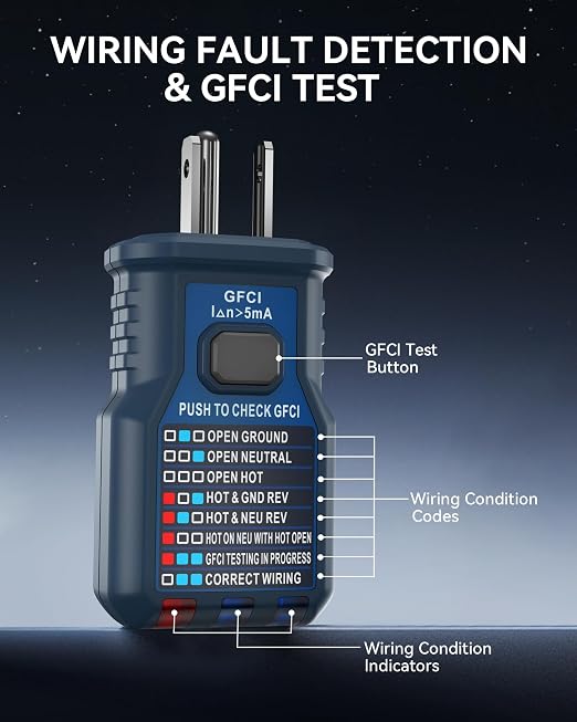 Circuit Breaker Finder with LCD Display, GFCI Outlet Tester, 90-130V Electrical Circuit Tracer Tool with NCV Tset & Flashlight, Includes Carrying Case with Adapter, Alligator Clips -VCT03P