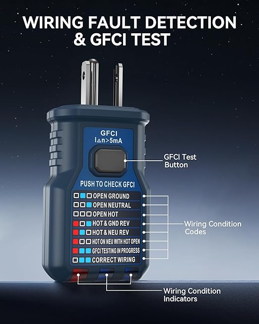 VENLAB Circuit Breaker Finder with LCD Display, GFCI Outlet Tester, 90-130V Electrical Circuit Tracer Tool with NCV Tset & Flashlight, Includes Carrying Case with Adapter, Alligator Clips