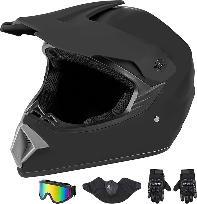 CARTMAN Adult Dirt Bike Helmets Motocross ATV Dirtbike Offroad Full Face Motorcycle Helmet, DOT Approved Matte Black and Blue