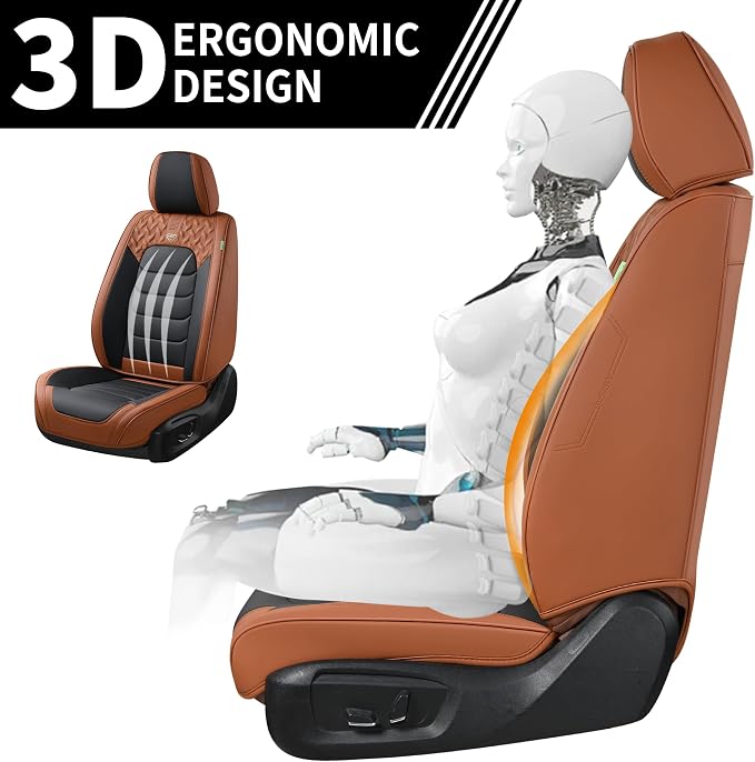 FLORICH Car Seat Covers, Leather Seat Covers, Front Seat Covers 2PCS,Waterproof Car Seat Protector, Auto Driver Seat Covers Accessories Fit for Most SUV Trucks(Brown&Black, Front Pair)