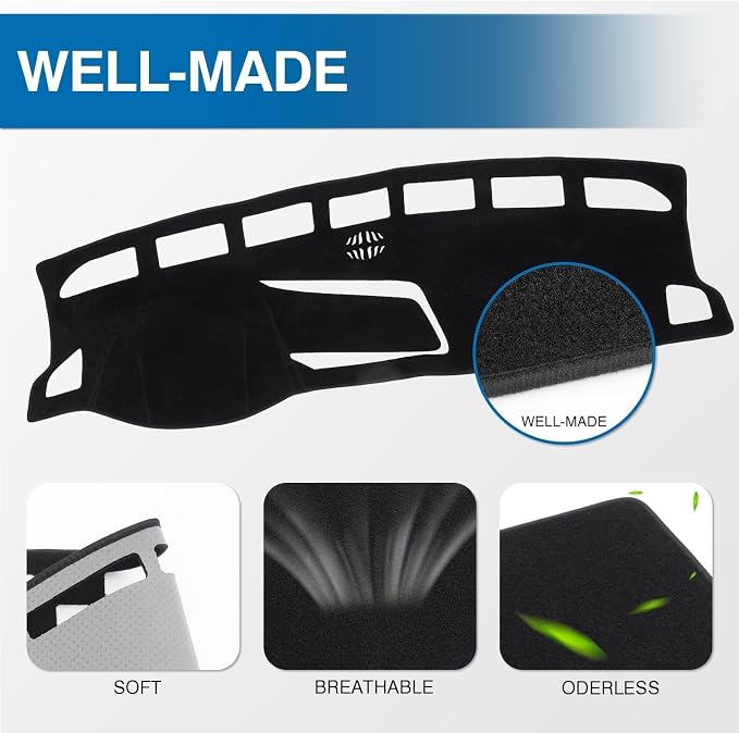 KUST Black Dash Cover for Volkswagen VW Taos (S SE SEL) 2022-2025 2026 (Only fits for Taos with Center Bin) Polyester Dashboard Cover Non-Slip Interior Accessories for VW Taos Custom Fit Dashboard Mat