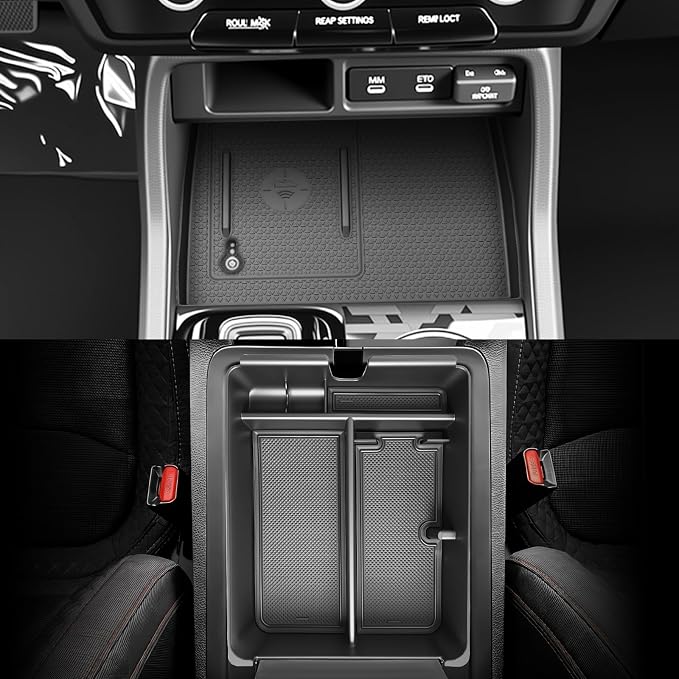 SKTU 2-Pack for 2026 Honda Passport Center Console Organizer 2026+ Passport Console Tray & Wireless Charging Mat Honda Passport 2026 Accessories Rubber Console Non-Slip Pad