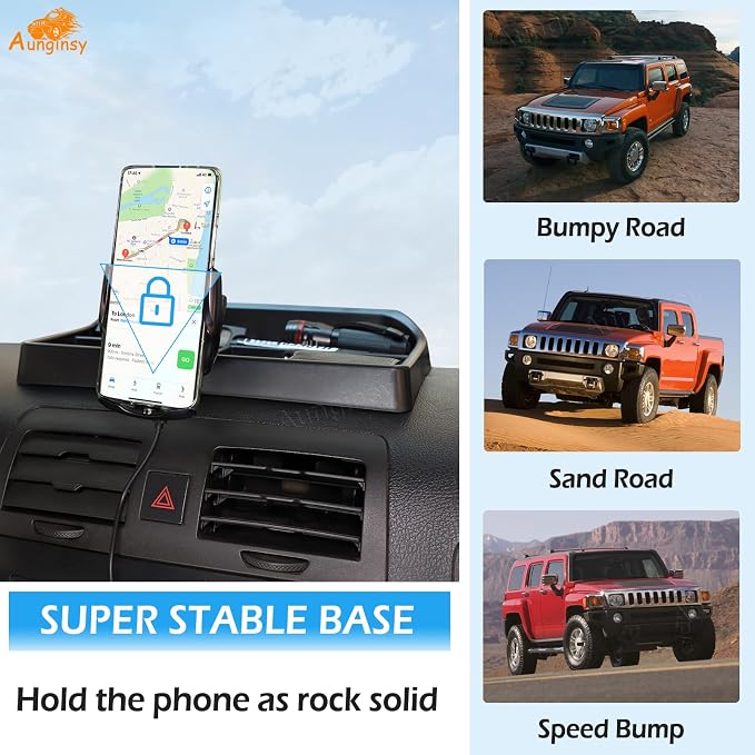 Aunginsy Center Console Dash Storage Tray with Mobile Phone Holder Compatible with Hummer H3 2005-2009, Car Dashboard Multi-Functional Phone Mount Storage Box Dash Organizer Tray Insert Accessories