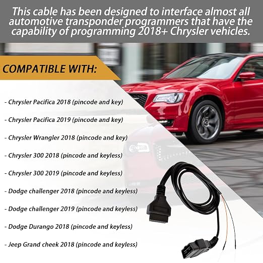 Universal Programming Cable Compatible with 2018+ Chrysler/Dodge/Jeep Vehicles
