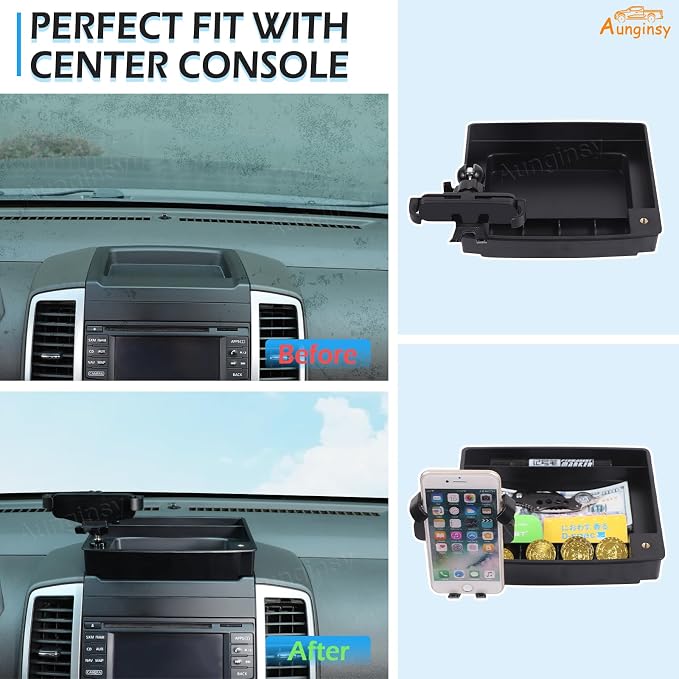 Aunginsy Center Console Dash Storage Tray With Phone Holder Compatible with Nissan Frontier 2009-2017, Dashboard Multi-Functional Mobile Phone Mount Storage Box, Dash Organizer Tray Insert Accessories