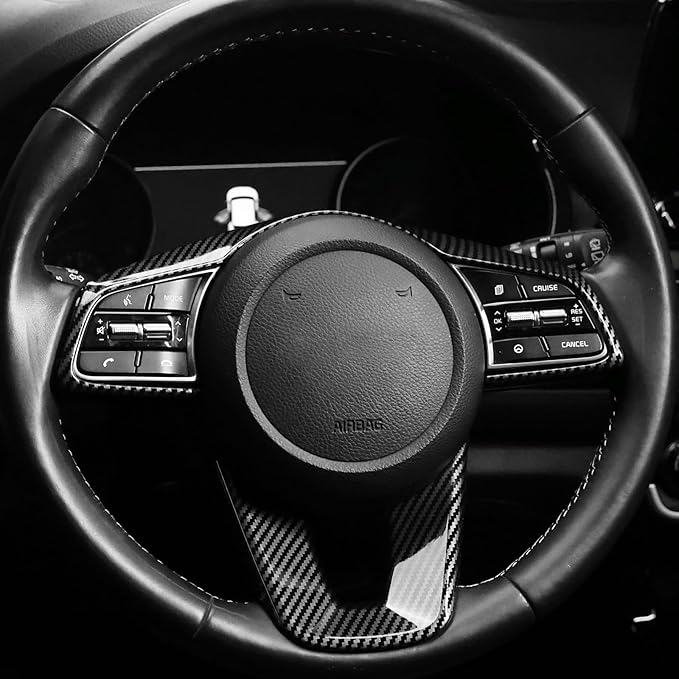 YOUTOOCAR Steering Wheel Cover Trim Compatible with Kia Seltos 2021-2023 Accessories (Carbon Fiber Pattern)