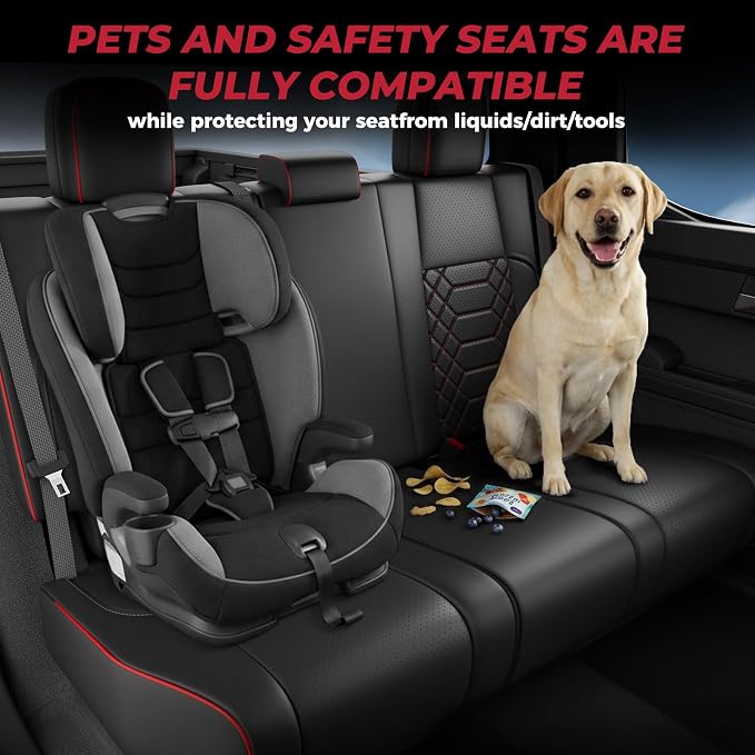 FREESOO Tacoma Car Seat Covers Fit for Toyota Tacoma 4th Gen 2024 2025 2026 Double Cab SR, SR5, Limited, TRD Sport/Off-Road,Trailhunter Full Covered (5 Seats/BlackRed)