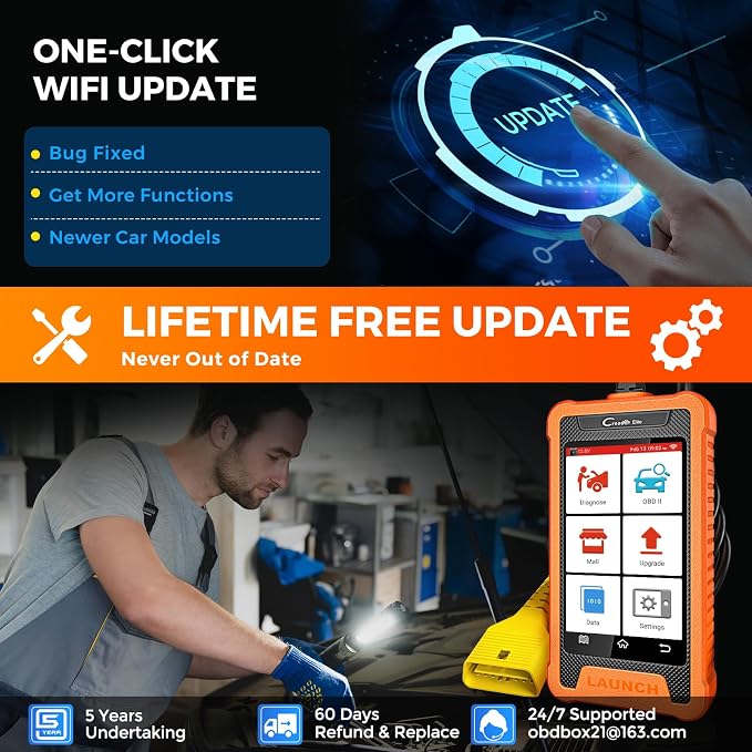 LAUNCH Creader Elite for Land Rover Jaguar OBD2 Scanner, Full System Diagnostic Tool, Bi-Directional Scan Tool, All Reset Services, Active Tests, Height Calibration, Auto VIN, Lifetime Free Update