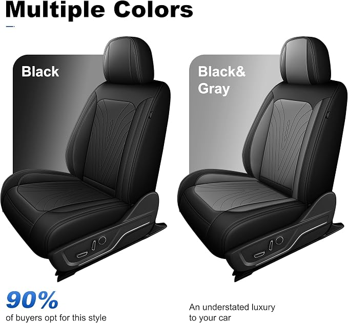 Truck Seat Covers Front Set Custom Fit for 2009-2026 Ford F150 & 2017-2026 F250/F350/F450 Super Duty Waterproof Leather Seat Protectors (Black)