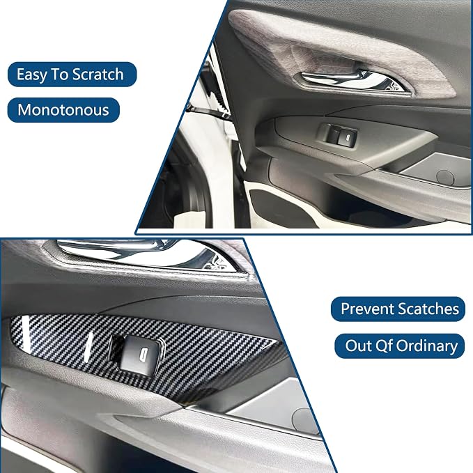 Auto Window Lift Switch Panel Cover Anti Scratch Window Control Switch Trim Interior Decoration Accessories Kit Imitation Carbon Fiber Pattern ABS Material for Chevrolet Trax 2023-2025