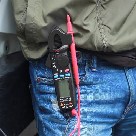 BSIDE DC Clamp Meter 1mA Current True RMS Auto-Ranging 6000 Counts Digital Multimeter Hz Temp Cap Ohm Live Check V-Alert Low Impedance Voltage Tester with Back Clip