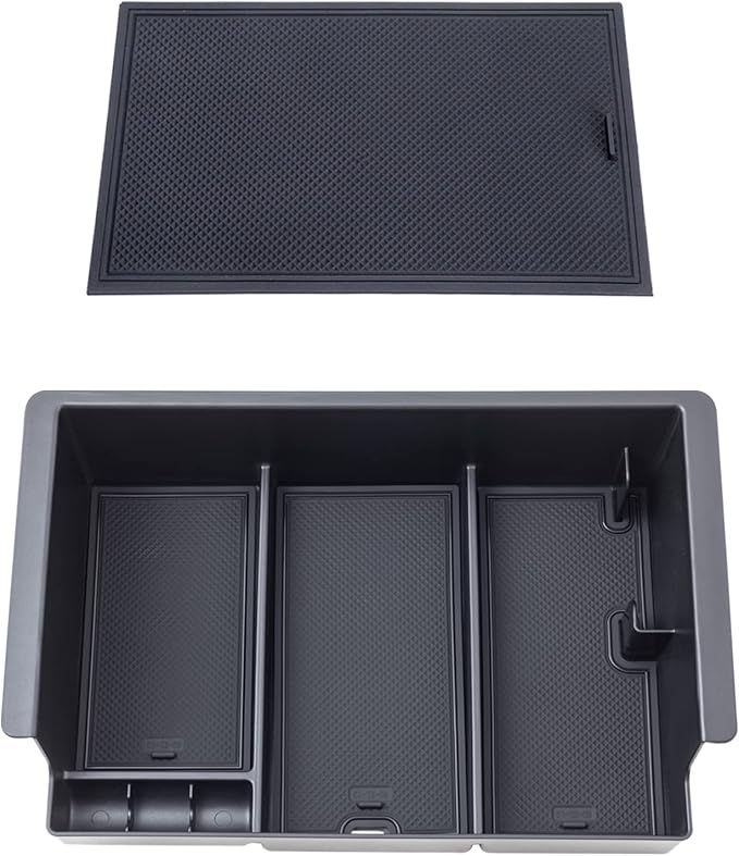 JKCOVER Center Console Organizer Tray and Compartment Cover Compatible with 2014 2015 2016 2017 2018 2019 Sierra 1500 2500HD 3500HD Denali Silverado Secret Pocket Lid Hidden Tray Accessories(Black)